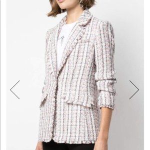 Cinq A Sept Khloe Ruched Sleeve Tweed Blazer NWT